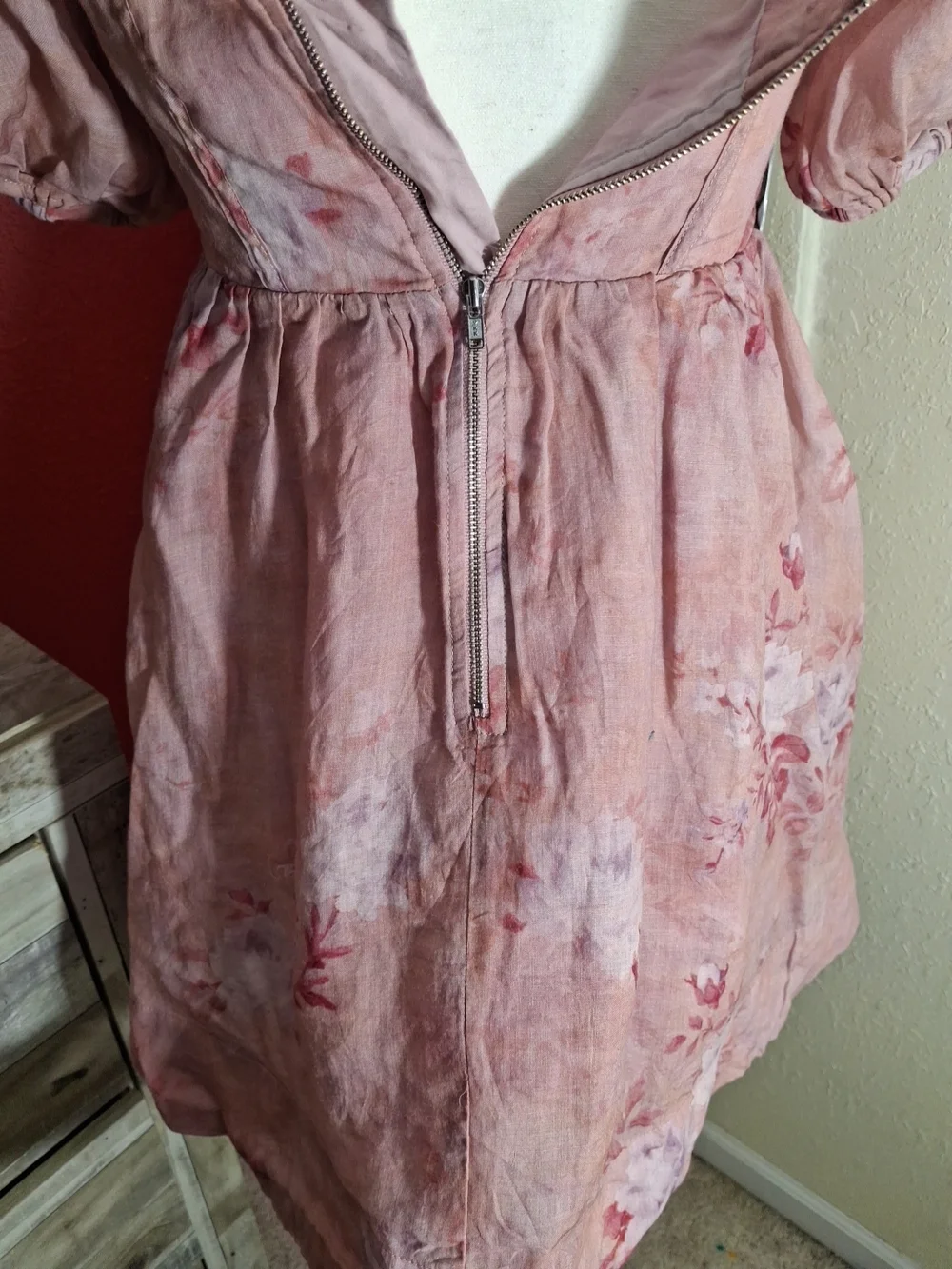 Bardot Blush-Pink Puff Sleeve Square Neck Mini Dress - Picture 10 of 11